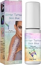 Colle de tatouage à paillettes pour Halloween, colle pour la peau pour tatouages pailletés, flacon pinceau à paillettes, colle pour paillettes, colle à paillettes soluble dans l'eau, spray pailleté