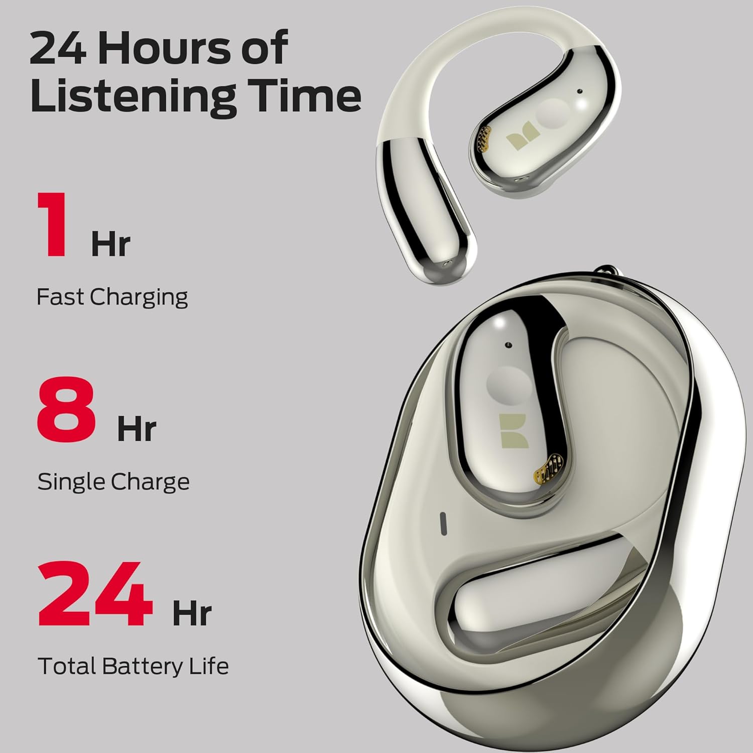 Monster Open Ear AC360, Wireless Bluetooth Rotary Earphone, with Lanyard, Upgraded Bluetooth 6.0, Touch Control, 24h Long Battery Life, IPX5 Waterproof,Long-Lasting Wear Without Fatigue - Image 4