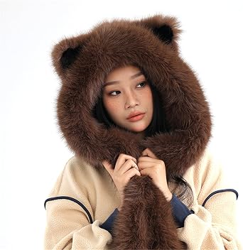 Thicken Warm Scarf Hat Lovely Foxs Ears Women Hat Outdoor Earflap Children Hat for Winter Warmth and Fashionable Look