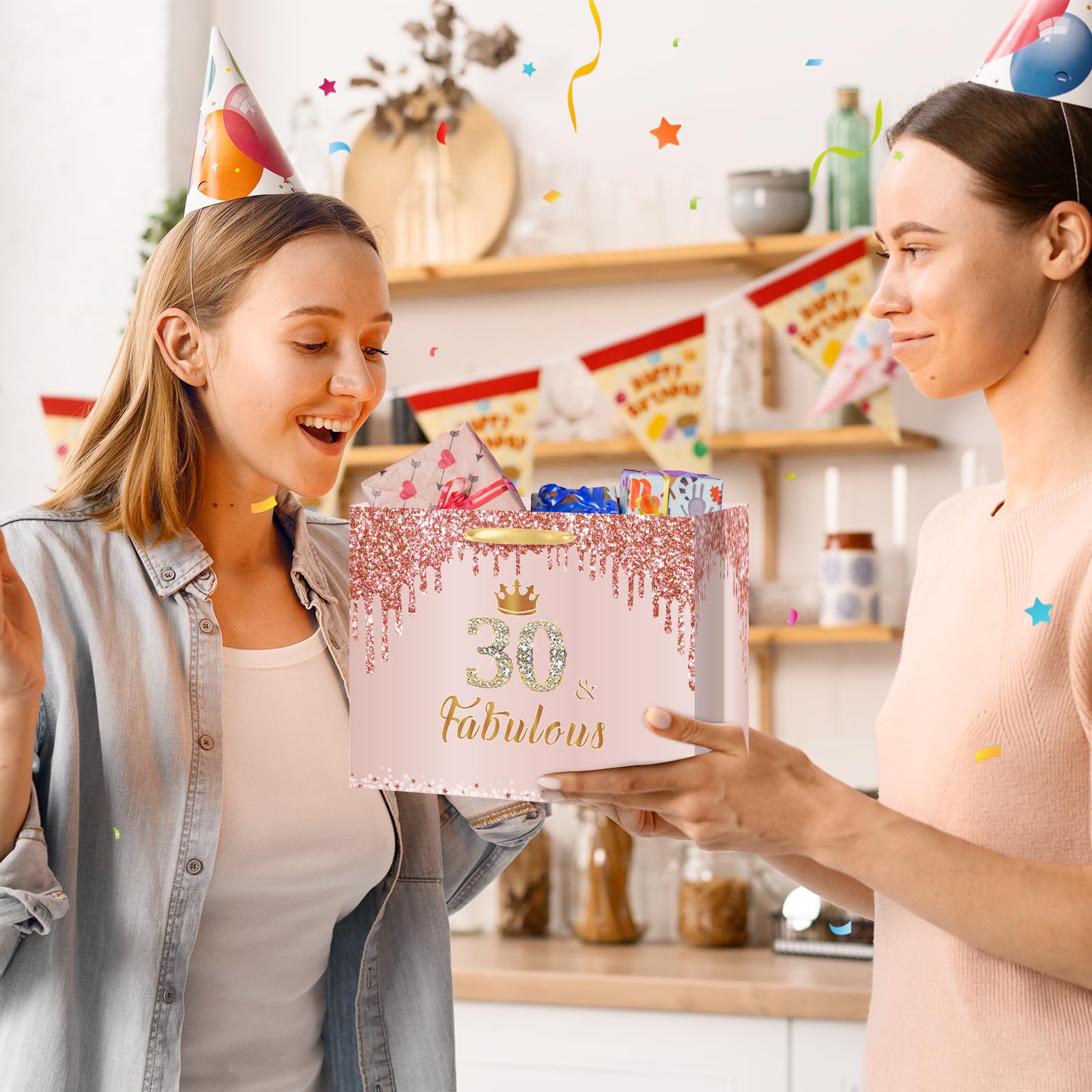Yoirrat Grande sacchetto regalo di compleanno viola e argento per donne
