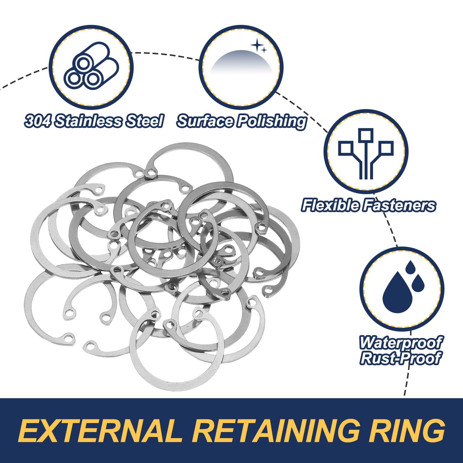 PATIKIL 20 Pcs 28mm ID Internal Retaining Rings E-Clip Snap Ring 304 Stainless Steel, Silver - Image 3