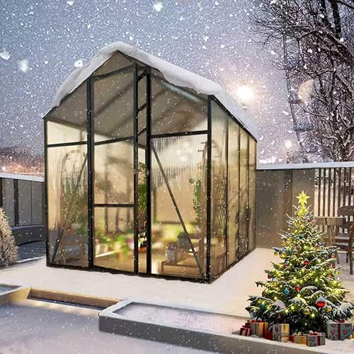 7.2FT High 6*8.2FT Greenhouse for Outdoors,Polycarbonate Greenhouse with Stronger Wind