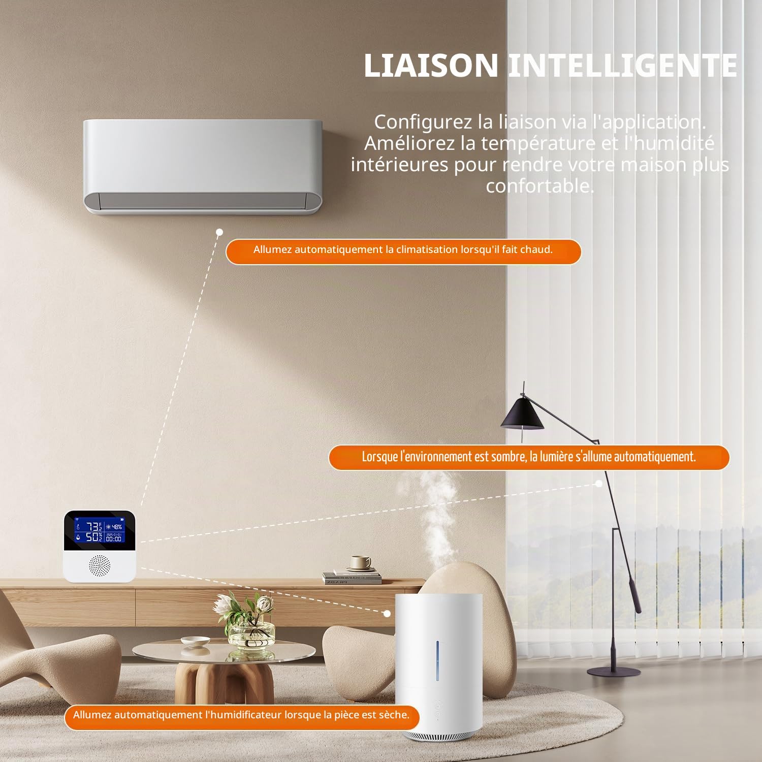 Tuya Capteur de température WiFi avec sonde externe étanche, moniteur intelligent de température et d'humidité avec écran LCD rétroéclairé, alarme buzzer et alerte de notification d'application