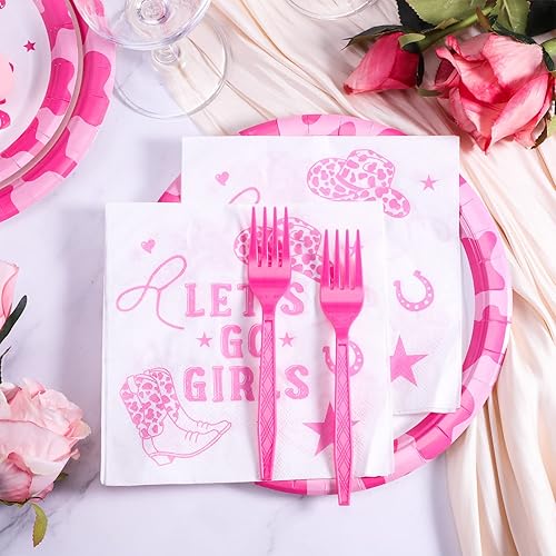 Miniatura 4 de 72 servilletas de despedida de soltera, platos de papel de vaquera, platos de postre, servilletas de papel desechables, tenedores para bodas,