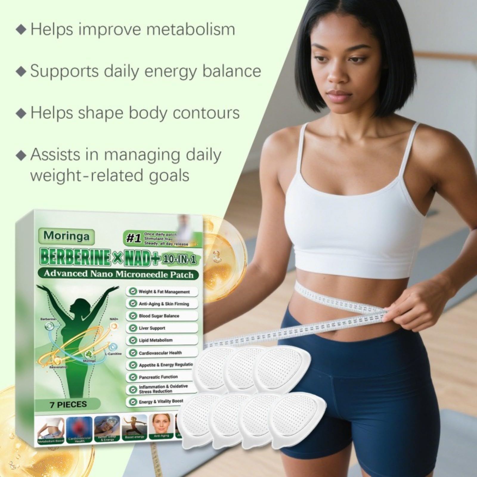 Patchs Minceur Moringa Berbérine 2026, Brûle Graisse Transdermique, Perte de Poids Sans Effort