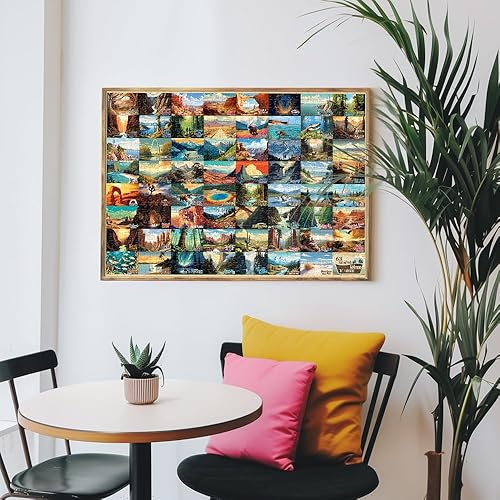 Miniatura 7 de SHOXREM Rompecabezas de 1000 piezas de parques nacionales, rompecabezas vintage de parques nacionales para adultos, perfecto para los amantes de la