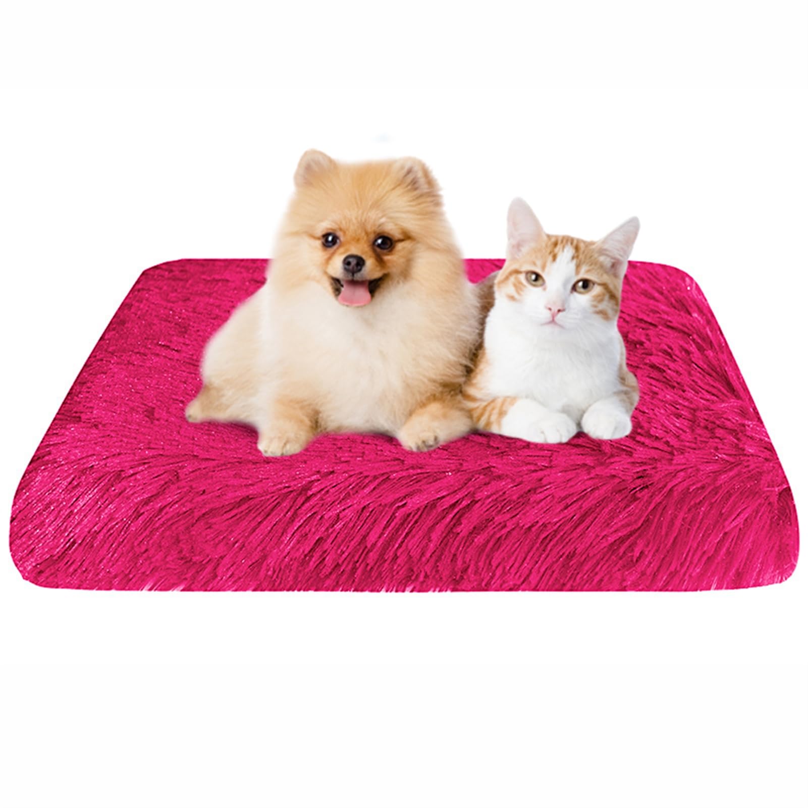 BESTORI Dog Bed Soft Plush Waterproof Lining Dog Crate Pad Mat with Removable Washable Cover Fluffy Anti-Slip Pet Mats for Sleeping Playing, Red 01, 100 x 60 x 7 cm