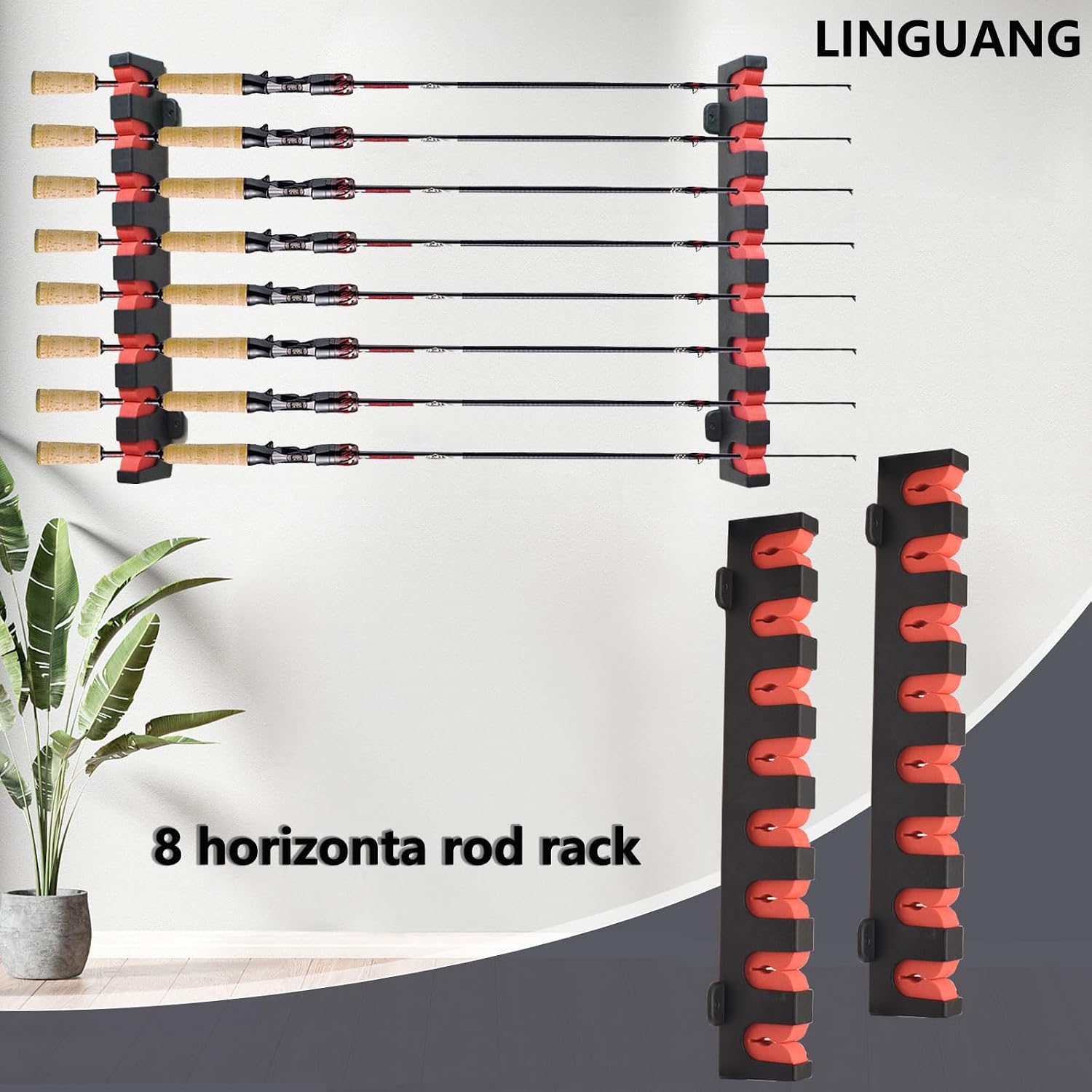 Horizontal Fishing Rod Holders Wall Mount,Pole Rack for Garage image 5
