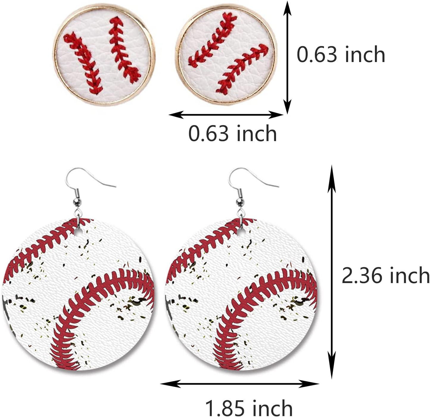 4 Pairs Baseball Dangle Earrings for Moms - Baseball Fan Gift - Image 6