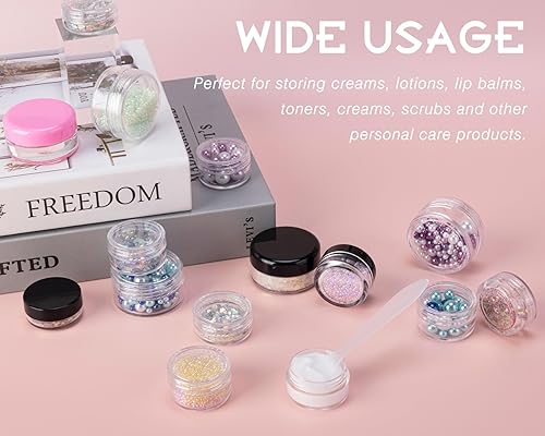 Miniatura 6 de 25 recipientes de muestra de 0.11 onzas, recipientes de bálsamo labial transparente con tapas, pequeños frascos de muestra de plástico con 2 mini