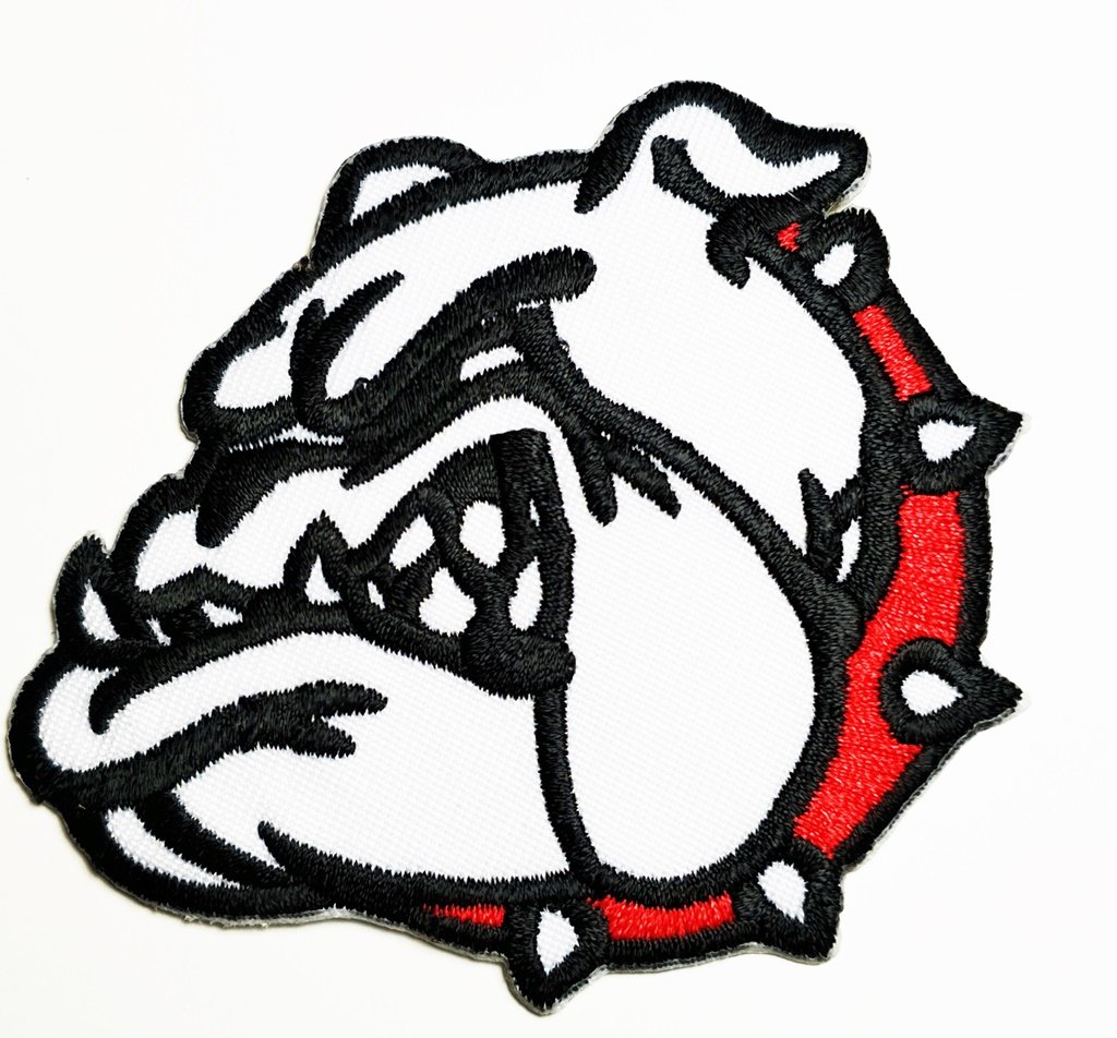 HHO White Pitbull Bulldog Dog Pet Patch Embroidered DIY Patches, Cute Applique Sew Iron on Kids Craft Patch for Bags Jackets Jeans Clothes