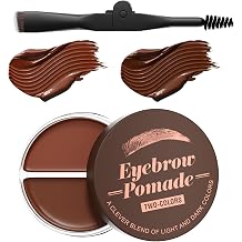 QIC Eyebrow Pomade Kit for Women, Long-Lasting Waterproof Dual-Color Brow Makeup with Dual-Ended Brush for Natural-Looking Eyebrows Light Brown + Dark Brown