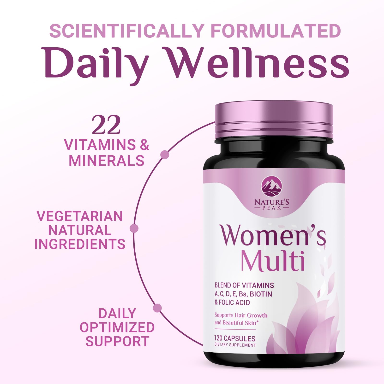 Multivitamin for Women - Once Daily Vitamins for Woman with Biotin, Calcium, Folate, Vitamin A, C, D, E, B Vitamins & Iron - Complete Multi Vitamins for Bone, Energy & Immune Support - 120 Capsules — Amazon image 3