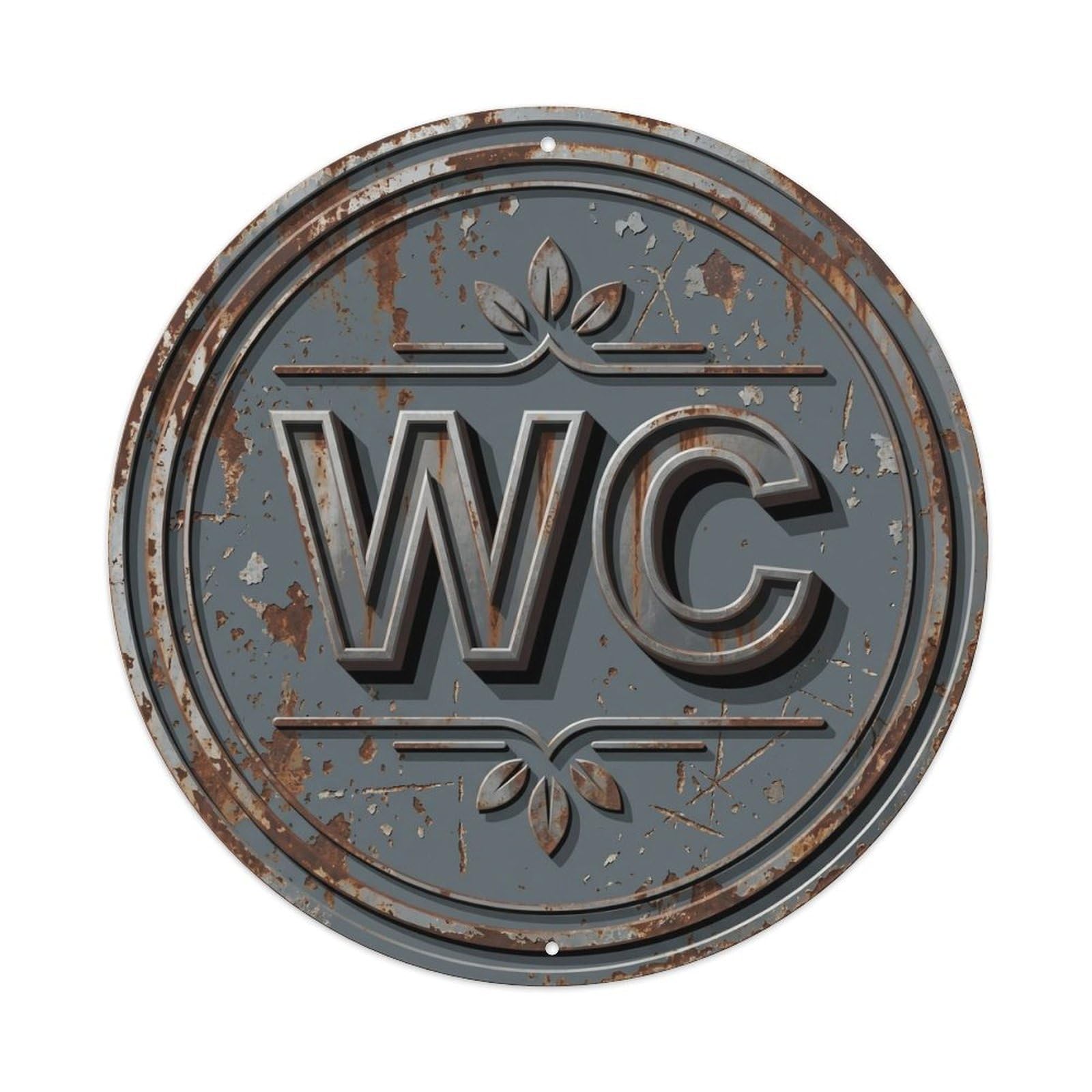 Toilet （WC） Rustic Slate Shield Metal Tin Sign Plaque Wall Decor for Cafe, Club Bar, Office, Home Garden Round Metal Poster 8x8Inch
