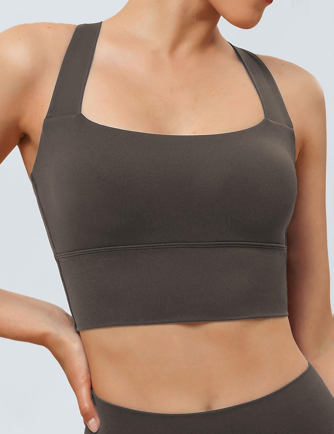 BERLOOK Sports Bras for Women Yoga Bra Padded Fitness Workout Tank Tops Crisscross Back Padded Strappy Crop Top - Image 3