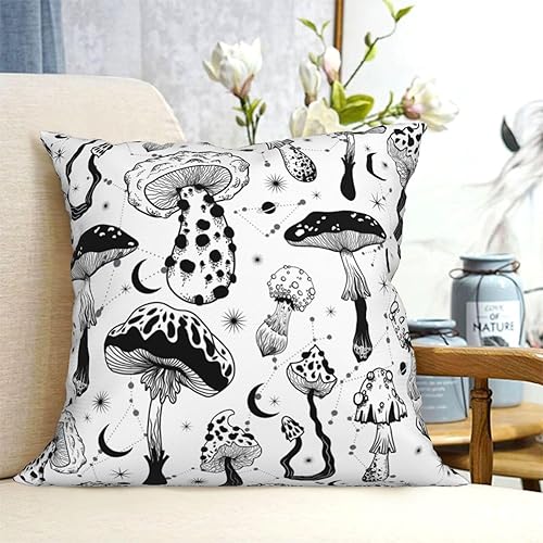 Miniatura 4 de Aimeryup Throw Pillow Covers 12x12 Inch Black White Mushrooms Decorative Pillow Covers Cushion Covers cojines decorativos para sala Pillow Cases