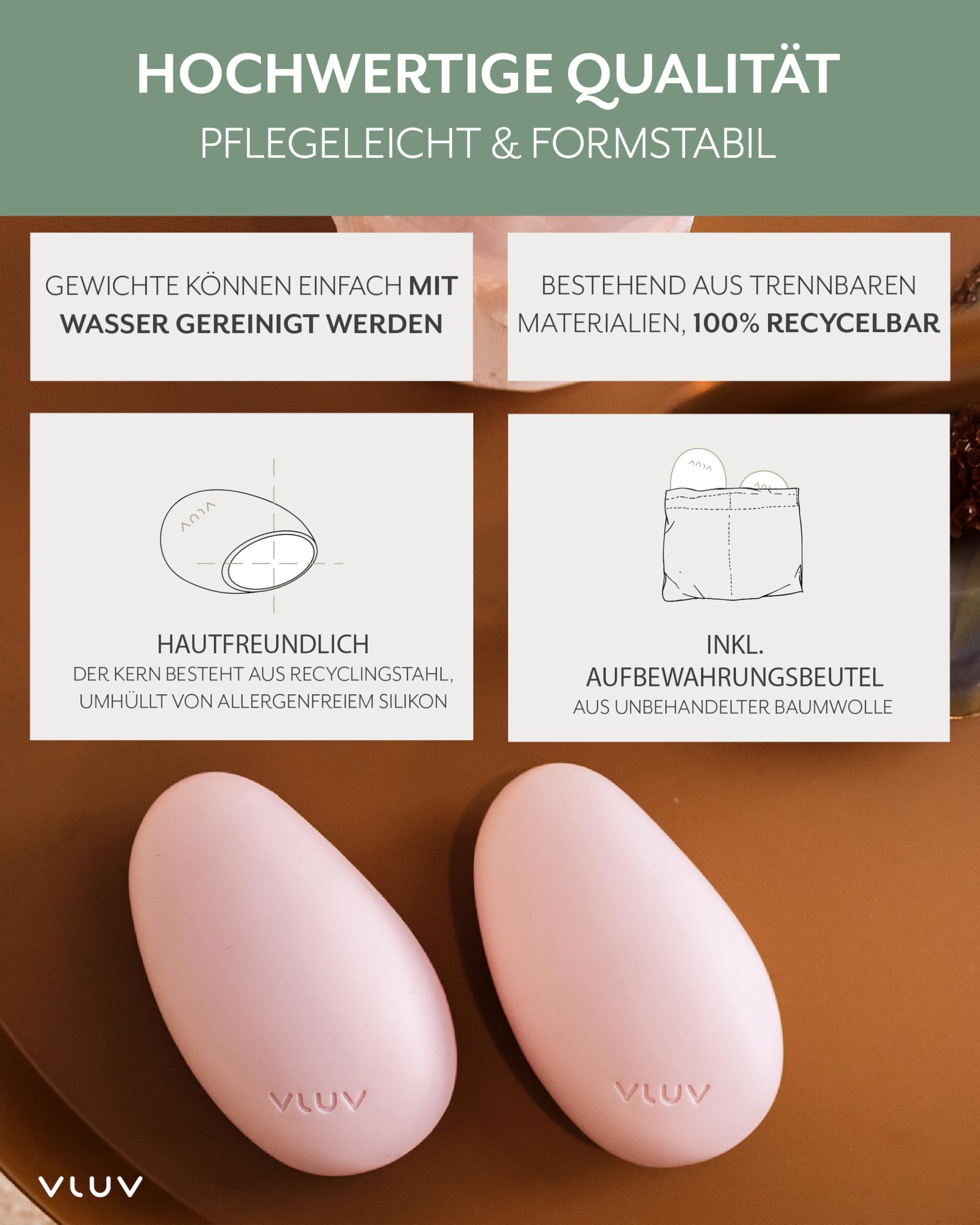 VLUV LIVT Toning Gewichte 750g, Kurzhanteln 2er Set, Raspberry Shake | Ergonomische Handgewichte, rutschfeste Silikonoberfläche, Hanteln Frauen und Männer, Fitness Gewichte für Training Pilates
