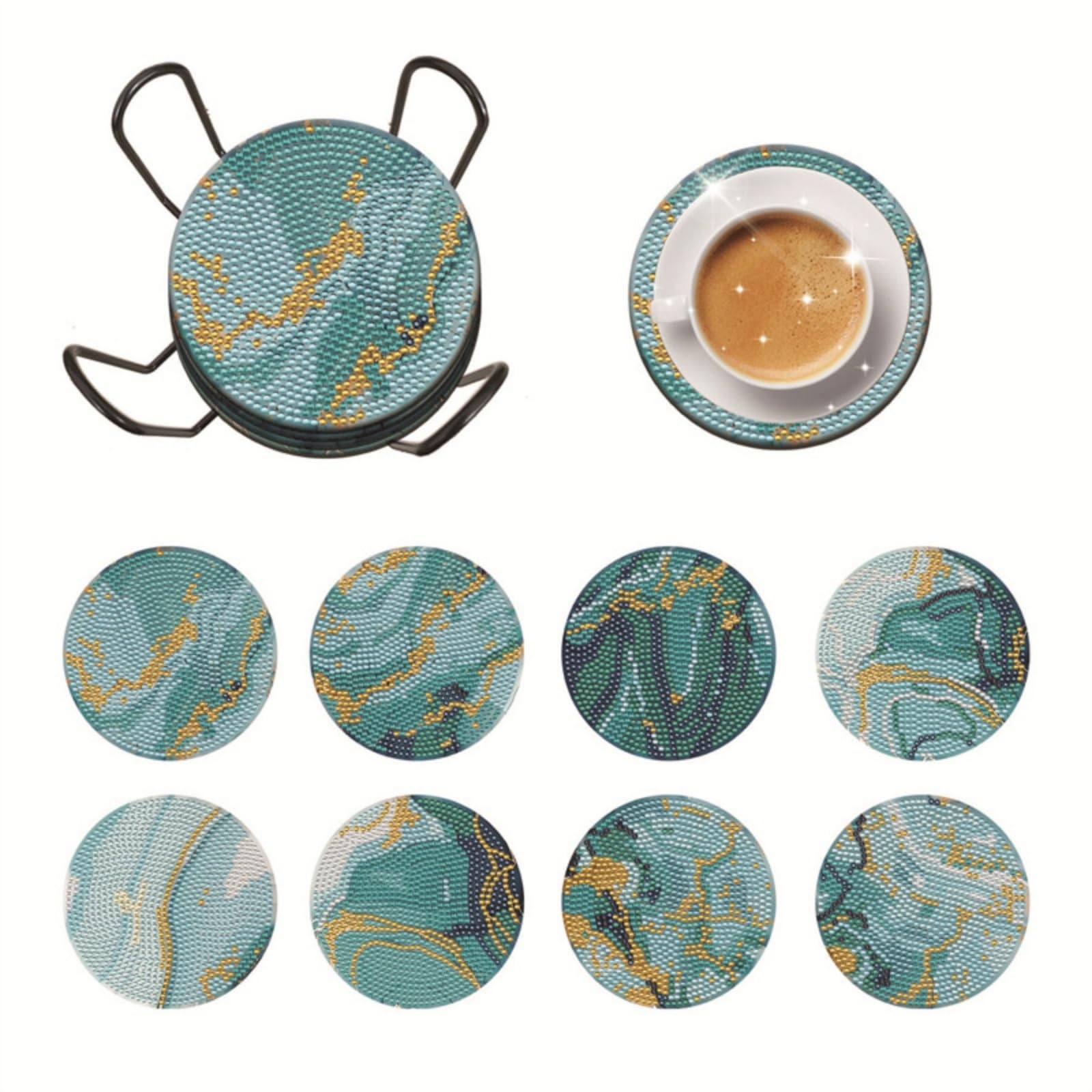 8 Stück Diamond Painting Untersetzer Mit Halter,5D Diy Kunst Untersetzer