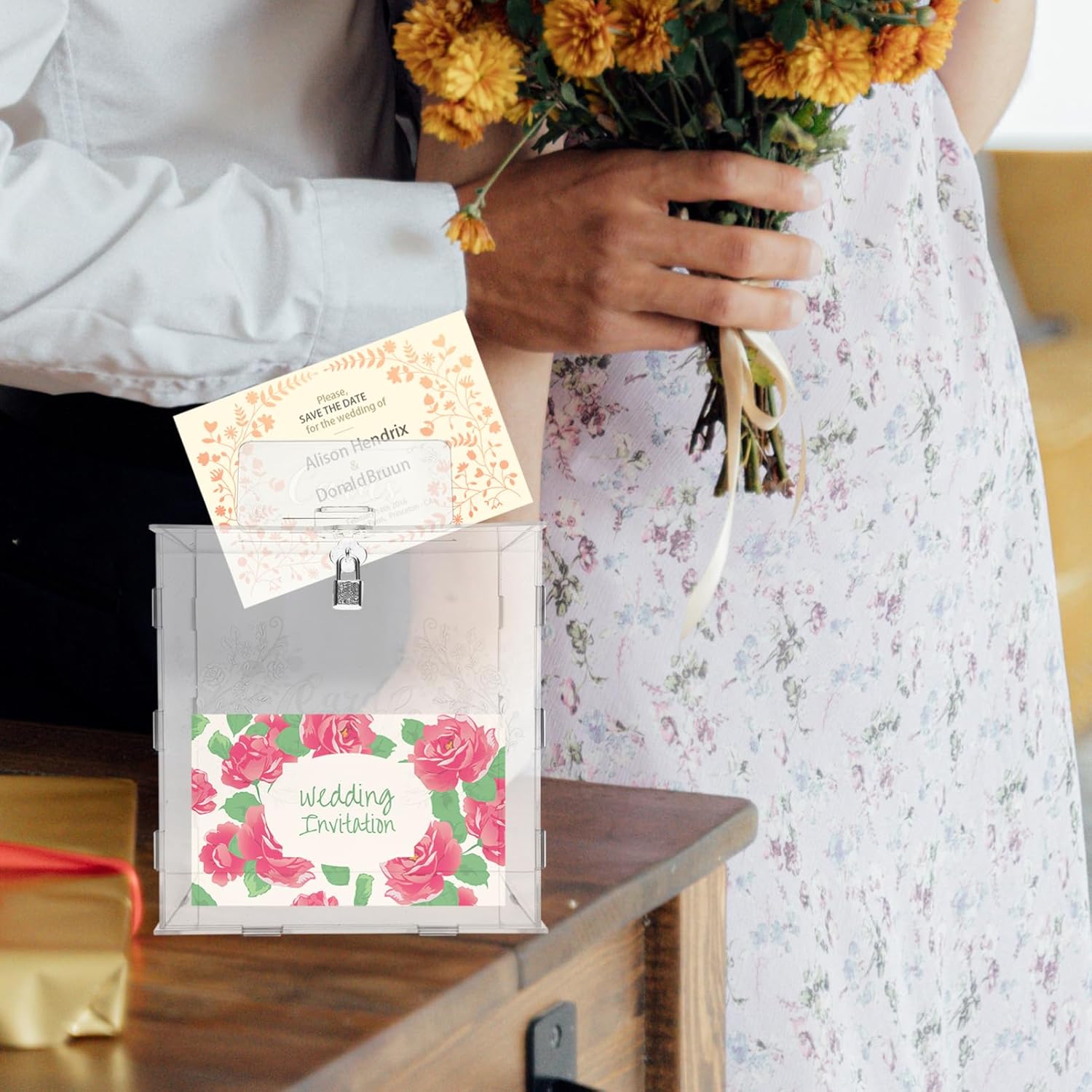 Wedding Card Storage Box Lock Decorative Container for Showers Graduations and Special Events Elegant Keepsake Organizer for Cash and Greeting Cards