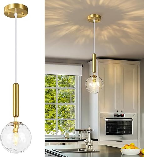 Miniatura 23 de 9-Lights Gold Chandelier with Milk White Glass Mid Century Modern Globe Pendant Light for Foyer Living Room Entryway Hallway Oro (vidrio de