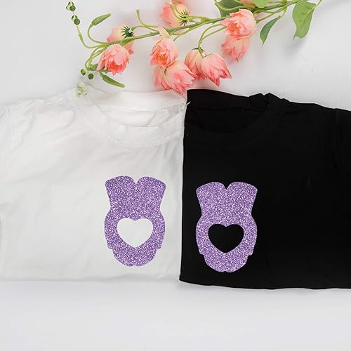 Miniatura 10 de Vinilo de transferencia de calor con purpurina HTV con purpurina, 9.8 pulgadas x 5 pies, vinilo para planchar con purpurina arcoíris para camisetas,