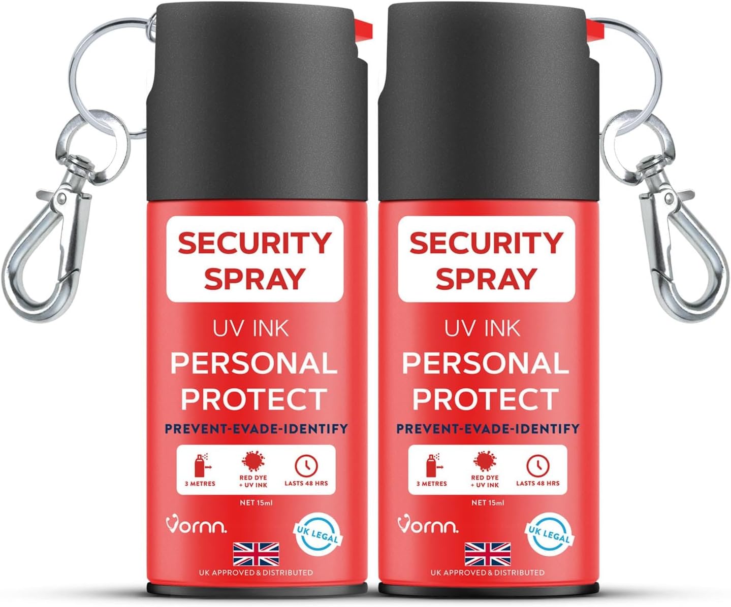 VORNN Personal Security Marker Spray - UK Legal Dye & UV Identifier - Keychain Safety Device for Men & Women