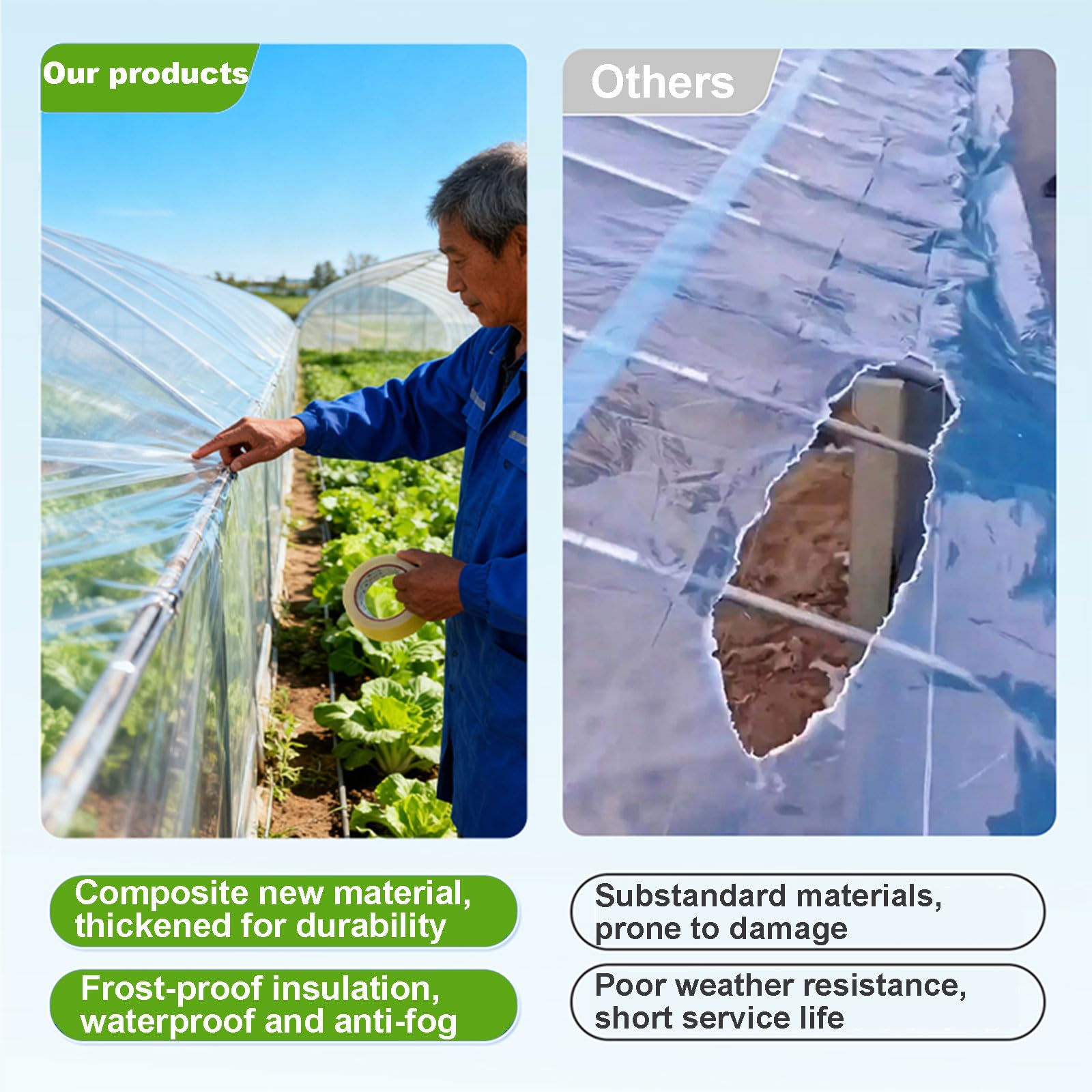 Generisch Diese robuste, transparente Kunststofffolie (3 x 10 m) ist eine verdickte, wasserdichte und staubdichte Gewächshausfolie, die Sich ideal für Gartenbau, Landwirtschaft, Gebäudeisolierung und