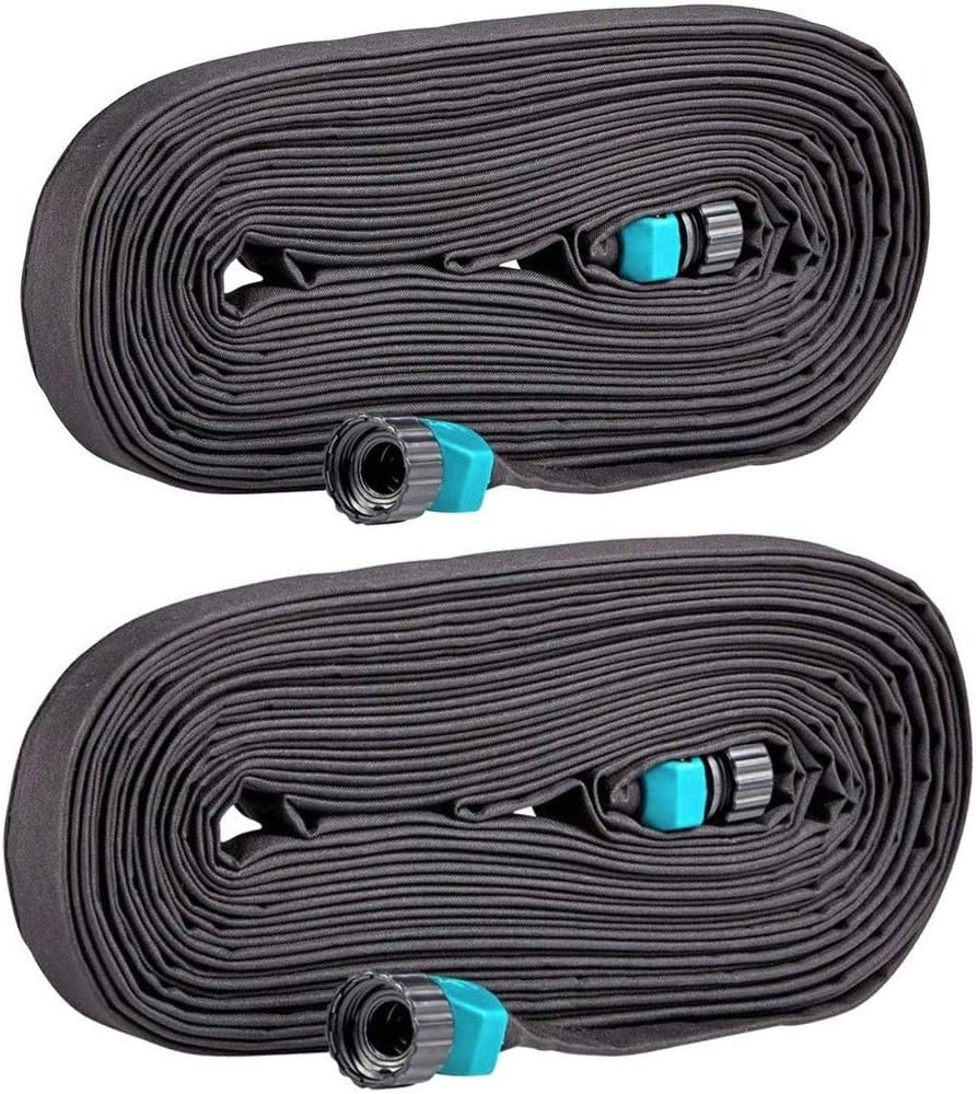 Rocky Mountain Goods Soaker Hose Flat (50’ Pack of 2) - Heavy Duty Double Layer Design - Saves 70% Water - Consistent Drip Throughout Hose - Leakproof Guarantee - Garden/Vegetable Safe