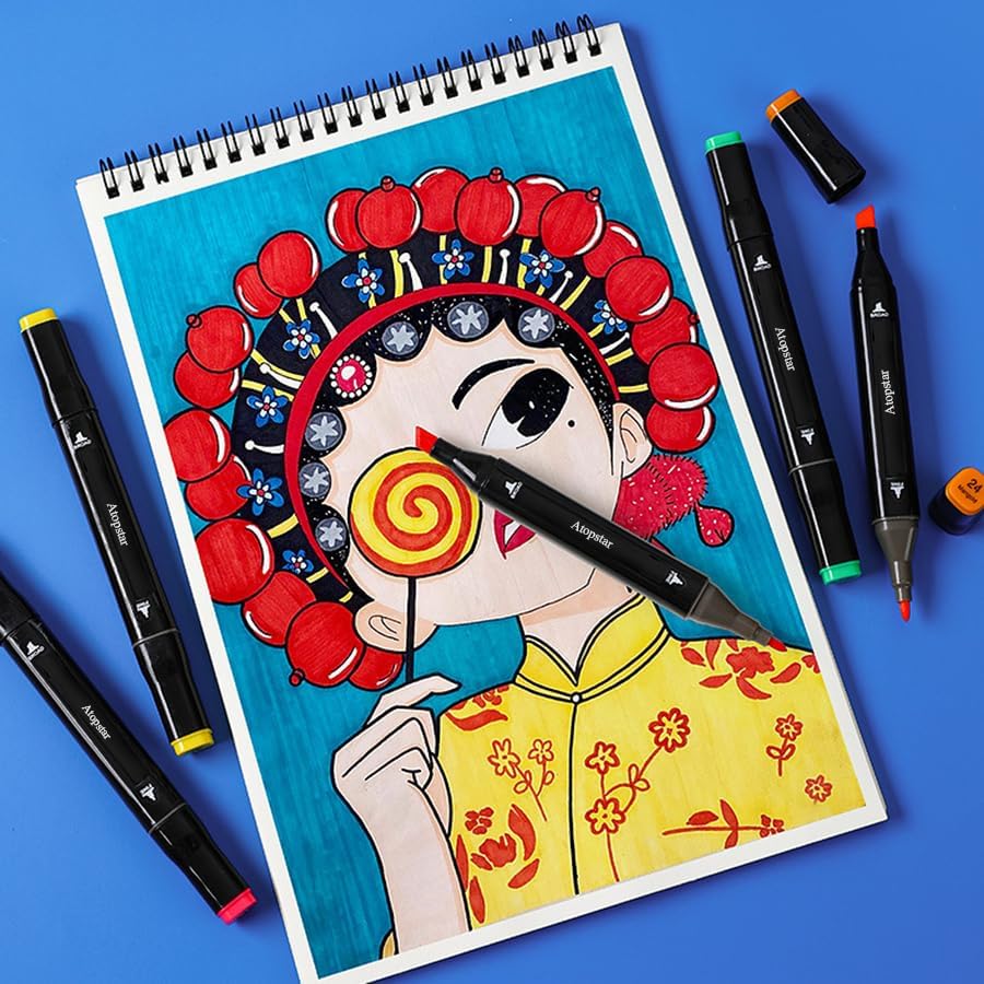 ATOPSTAR 120 Colors Alcohol Markers Artist Drawing Art Markers for Kids Dual Tip Markers for Adult Coloring Painting Supplies Perfect for Kids Boys Girls Students Adult Gift(120 Black Shell) 4 71tFm62M2mL. AC