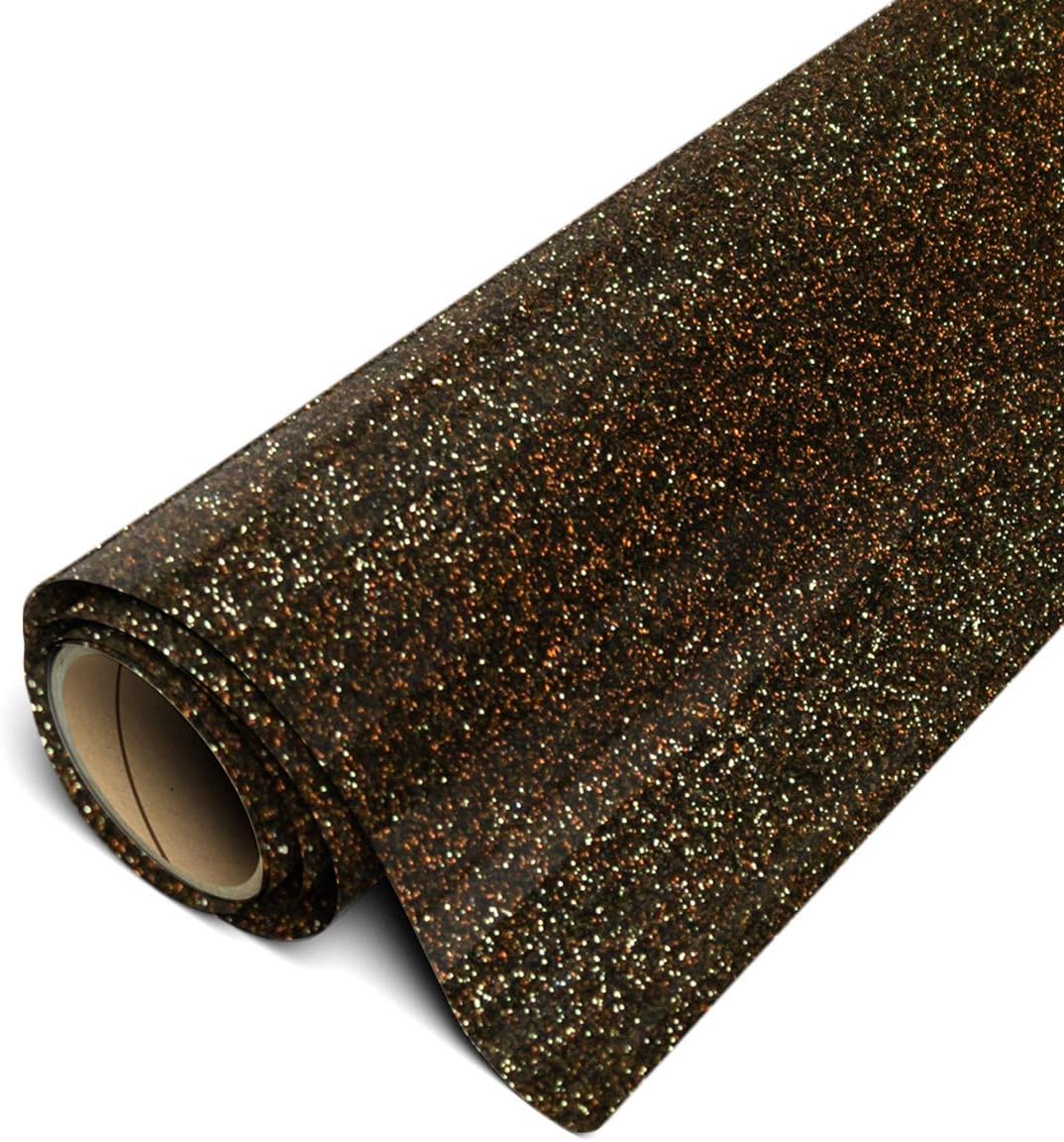 Siser Glitter HTV 11.8"x5ft Roll - Iron on Heat Transfer Vinyl (Black Gold)