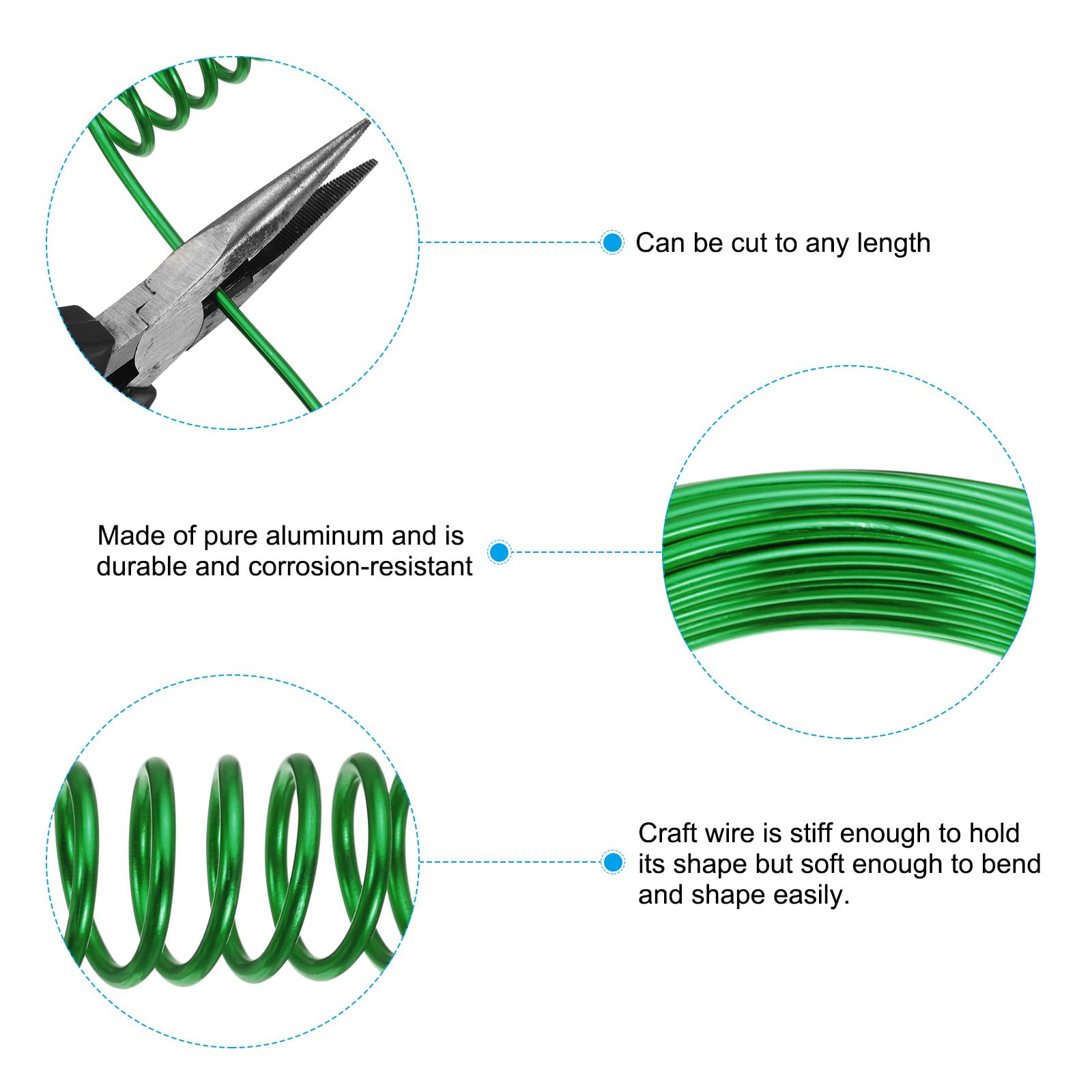 PATIKIL Aluminum Jewelry Craft Wire, 10m x 2mm, Green - Image 3