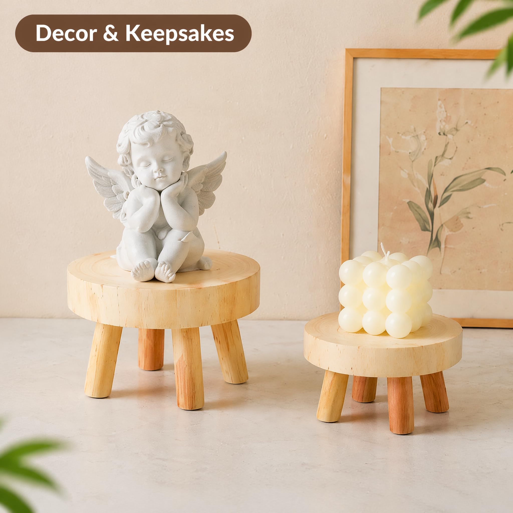 Amazon.com: TOPZEA Set of 2 Mini Wooden Stool Display Stand, Short