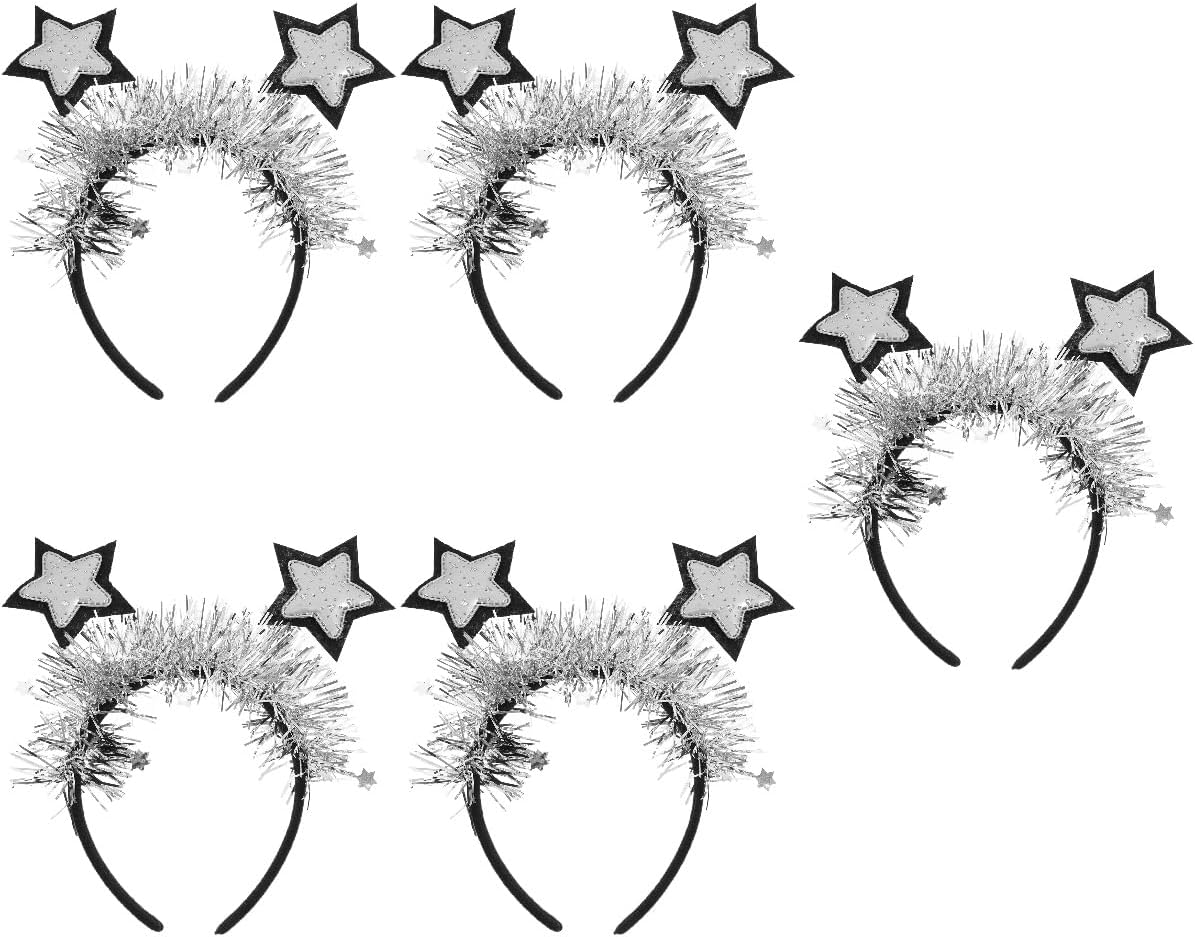 LOGOFUN 2025年新年ヘッドバンド スパンコール スターヘッドバンド 新年パーティー ヘイバンド スターチャーム付き 202