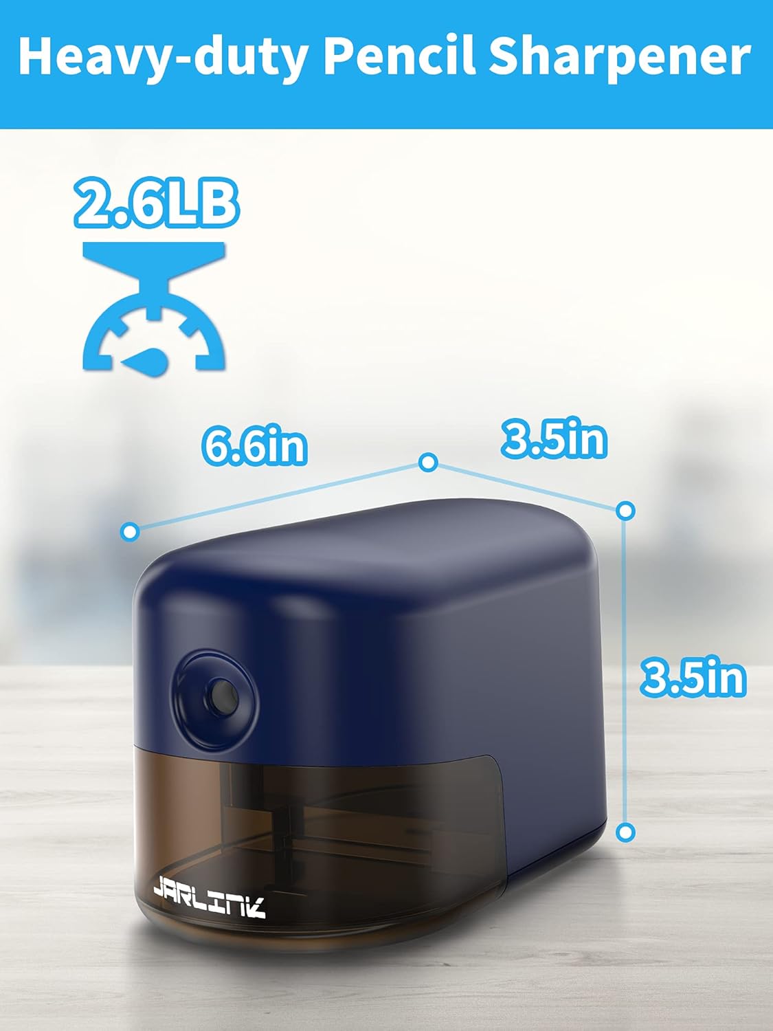 JARLINK Electric Pencil Sharpener, Heavy-Duty Pencil Sharpener with Stronger Helical Blade to Fast Sharpen for Kids, School, Classroom, Home, Artists, Ideal for No.2/Colored Pencils, Blue : Office Products