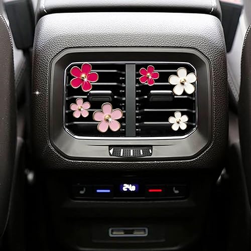 Miniatura 10 de Daisy Clips de ventilación de aire, 6 piezas de lindos ambientadores de aire para automóvil con gancho para máscara (rojo)