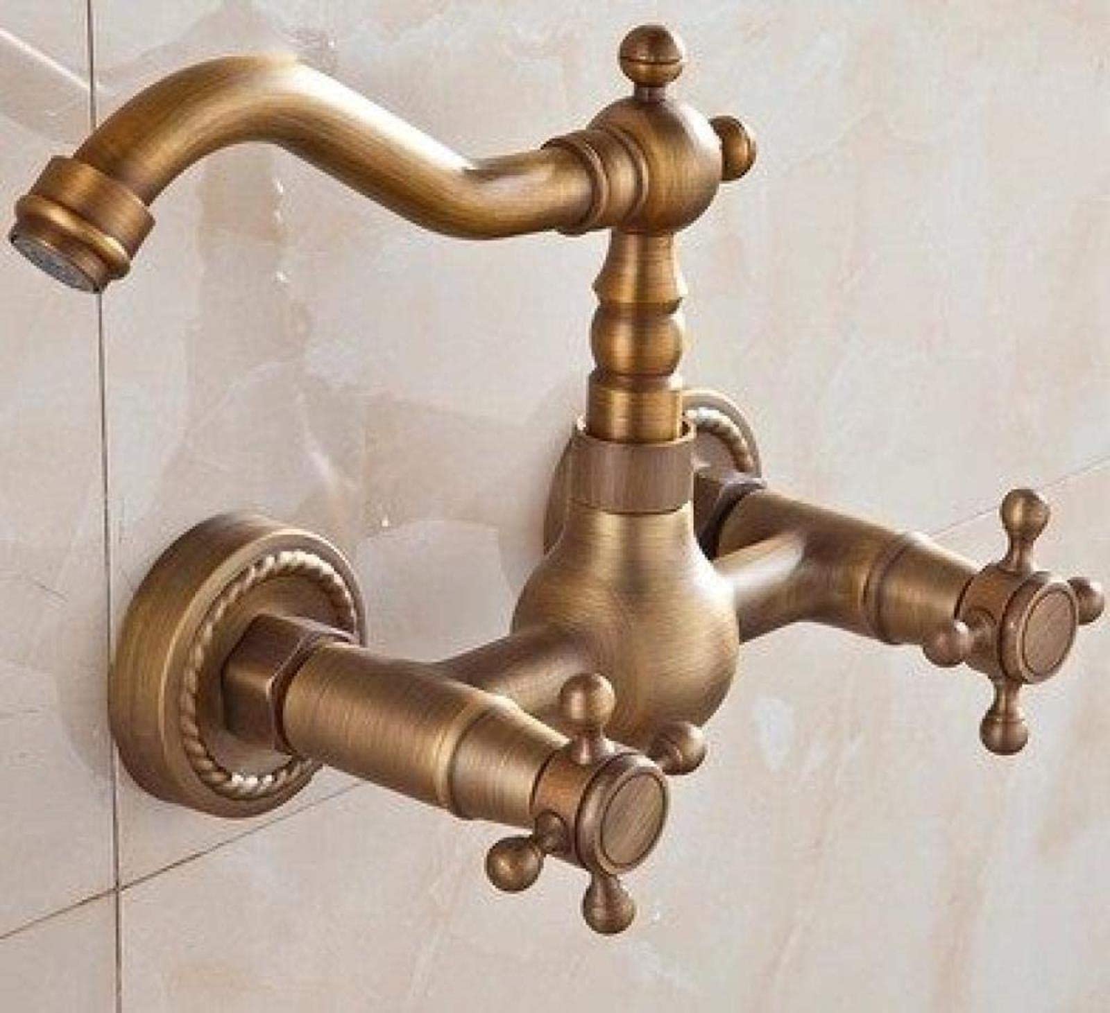 Robinet mural laiton antique chic pour baignoire rétro