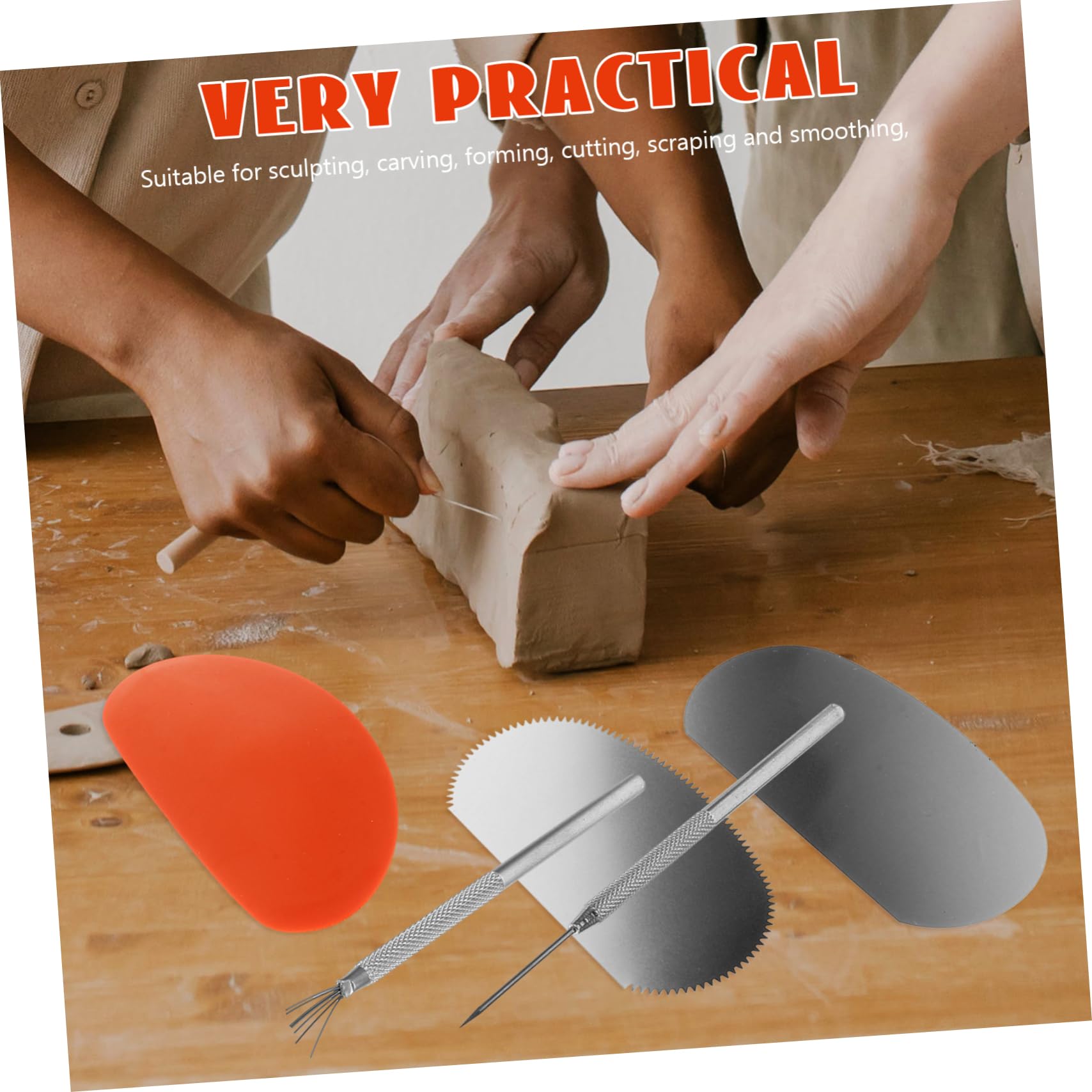 Gadpiparty 4 Ensembles Ensemble d'outils de poterie Forme Hé Trousse kit d'outils de poterie pour Outil de Sculpture d'argile Outils d'artisanat en pâte polymère Métal