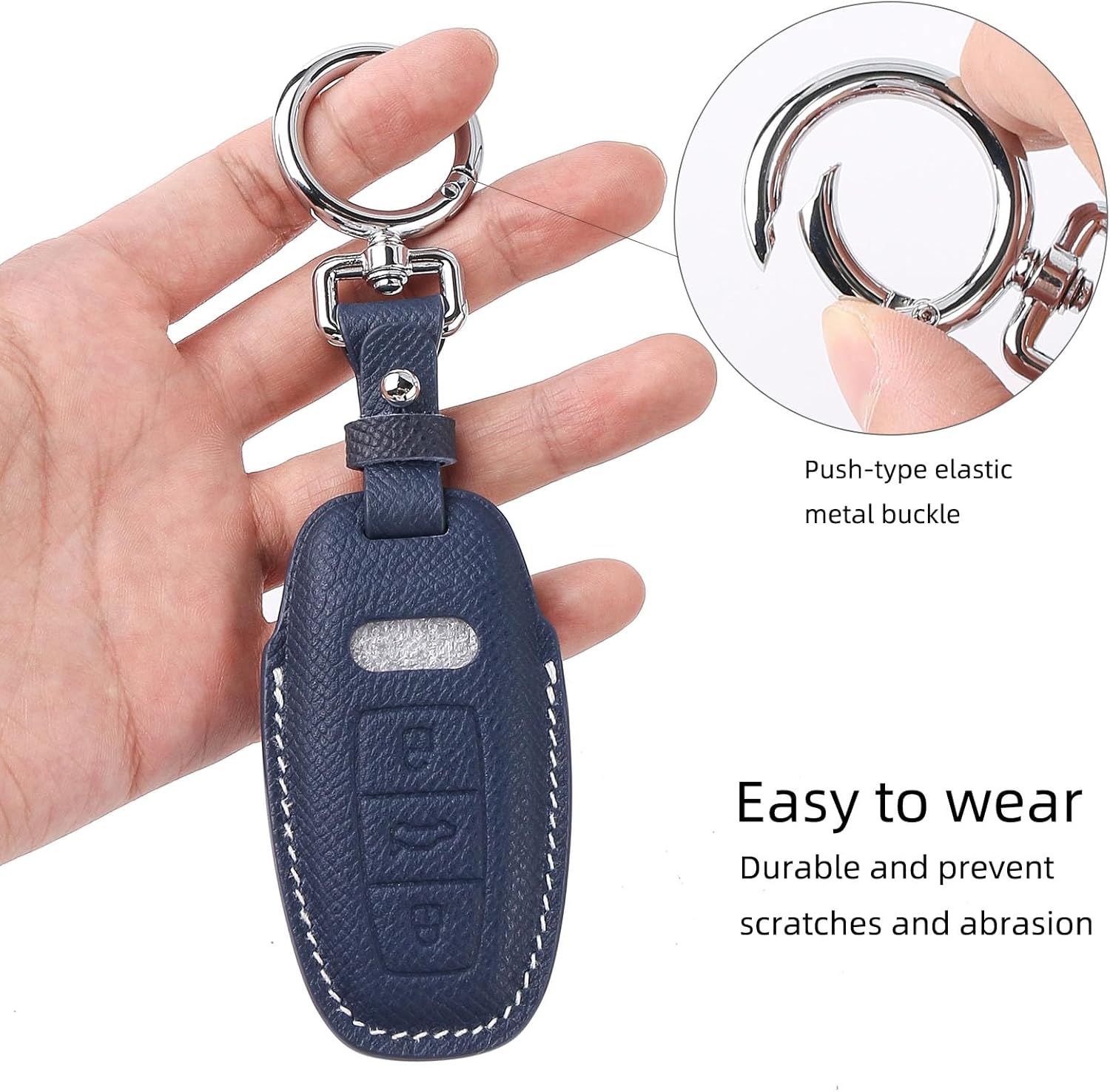 Key Fob Cover Case, Key Accessories Keychain Shell Cover for Audi 2019-2022 A3 A6 A6L A7 E-Tron A8 Q8 Smart Key (Blue)