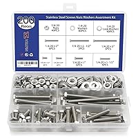 Vista 10 de 265 PCS Tuercas y Pernos 1/4"-20, 5/16"-18, 3/8"-16 Juego Surtido de Tuercas y Pernos Hexagonales de Acero al Carbono, Kit Surtido de Tornillos