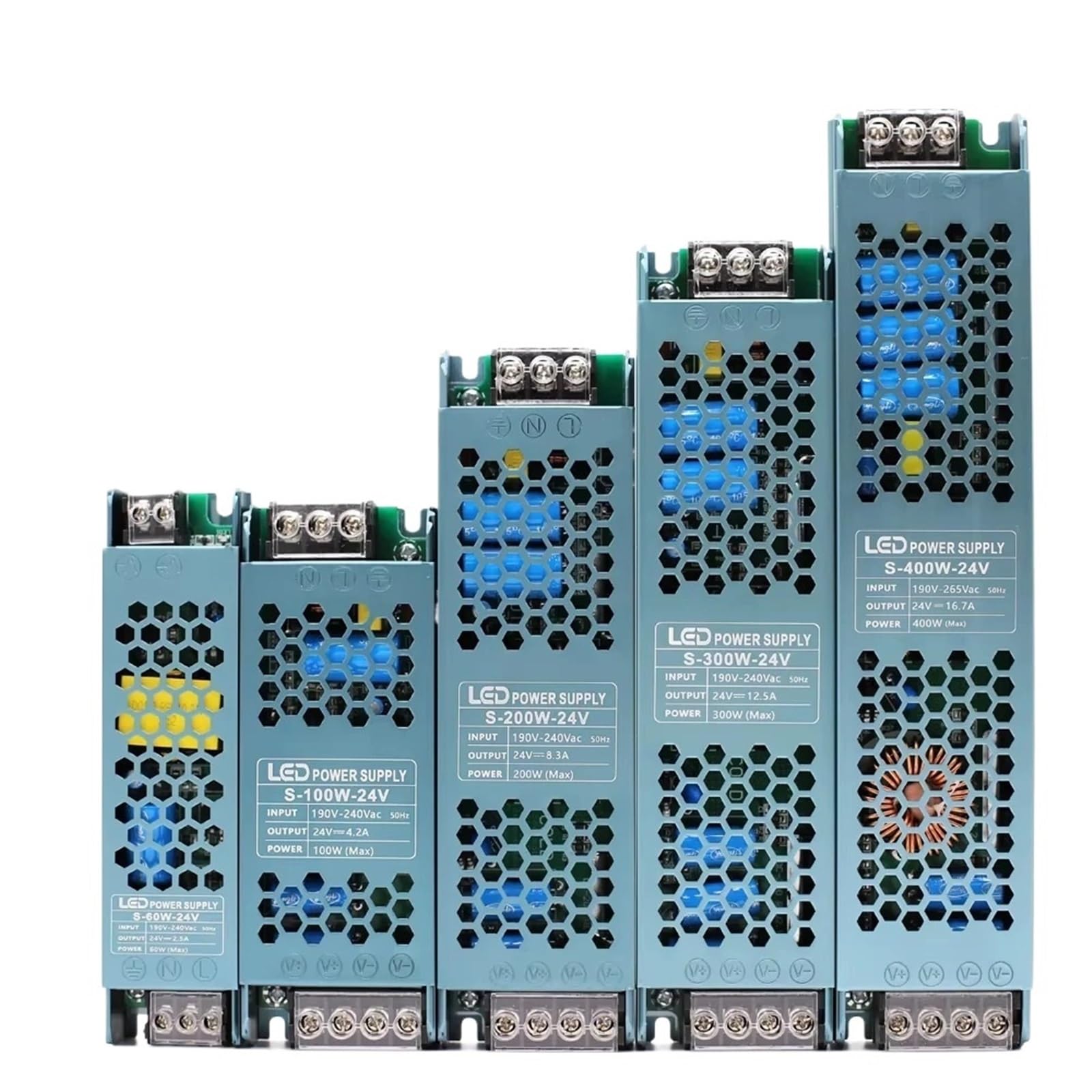Controlador de iluminación LED de 12 V/24 V, fuente de alimentación silenciosa, 60 W, 100 W, 200 W, 300 W, 400 W, adaptador convertidor de tira LED de 200-240 V