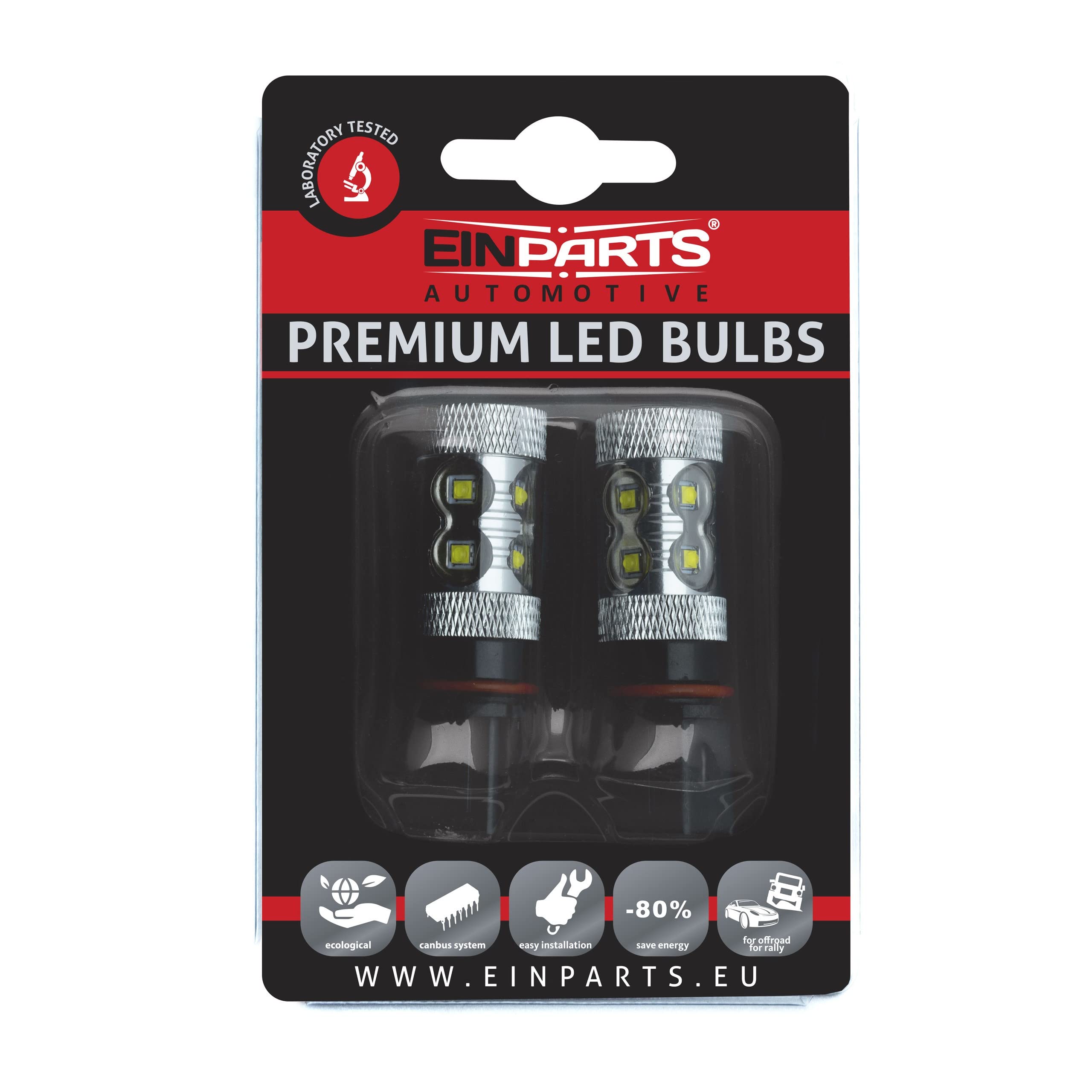 EinParts P13W LED Lampadine 6000K (Bianco) CANBUS 12V per Auto 10 x CREE XB D LED, PG18.5D-1