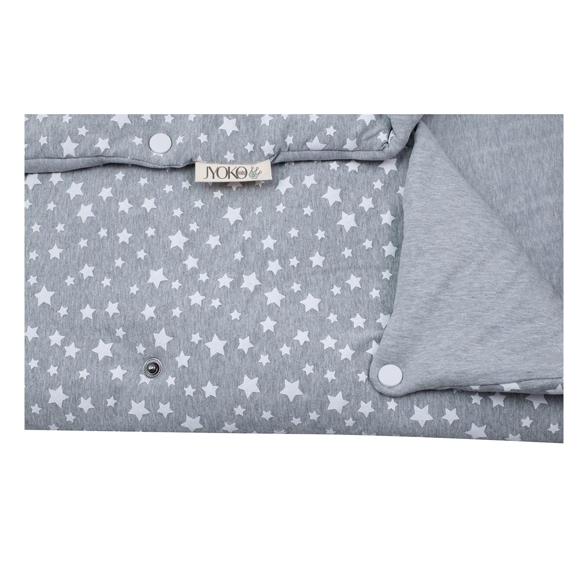 JYOKO Kids Saco Capazo para Bebé de Algodón Orgánico Extra Suave – Antialérgico, Protección Óptima contra el Viento y Frío – Ideal para Piel Sensible, Recién Nacidos y Bebés (White Star, Algodon)
