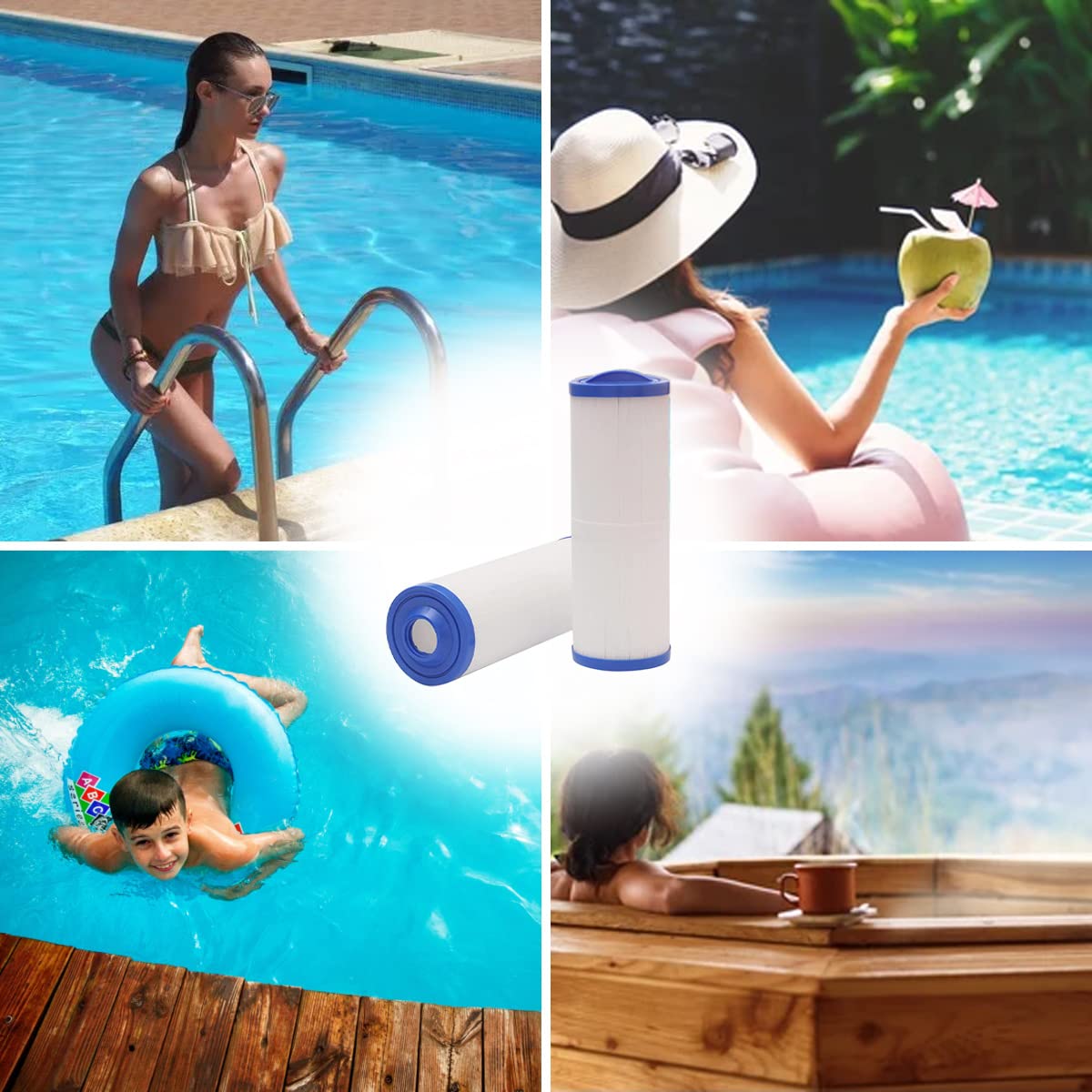 Lot de 2 filtres de Spa, Cartouche de Filtre de Piscine de Rechange pour Pleatco PWW50L, Unicel 4CH-949, Filbur FC-0172, 50 sq. ft. filtres de Spa