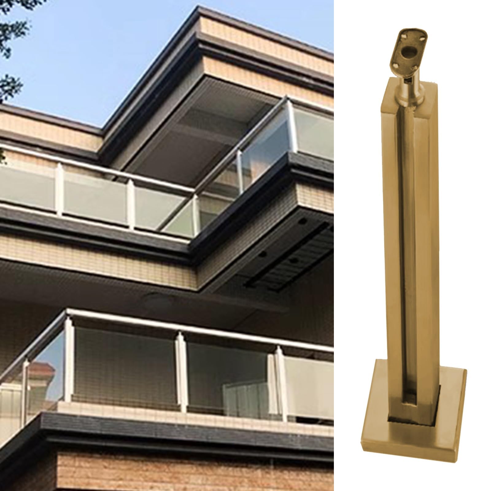Garde-corps en verre doré 130cm : élégance et design épuré pour terrasses