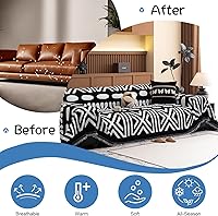 Vista 136 de VClife funda boho de sofá de felpilla para sofá seccional, funda antideslizante para sofá de 2 plazas, protector para mascotas con borlas, funda