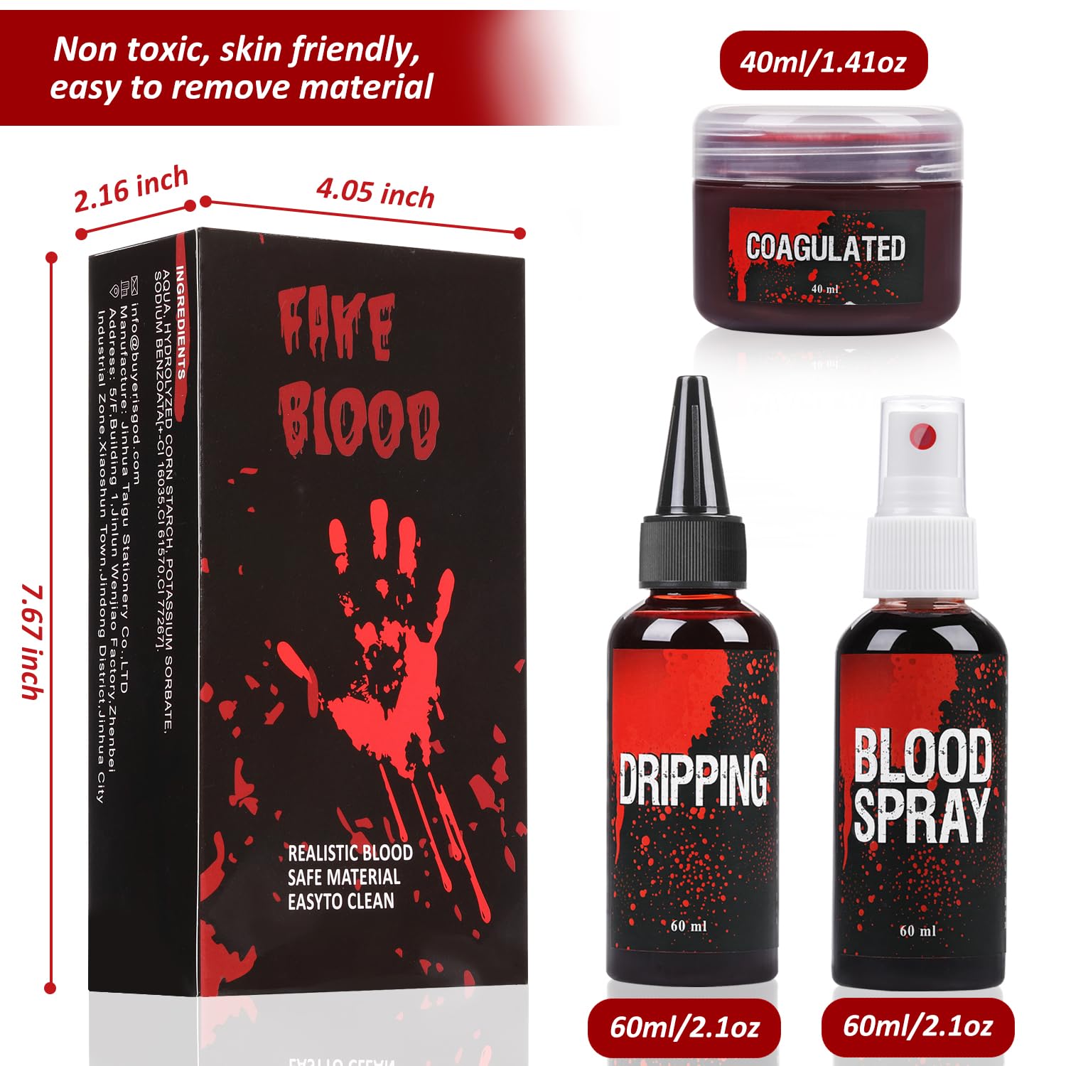 Spooktacular Creations Halloween 473ml Sangue Finto Liquido, Bottiglia Di Sangue Di Vampiro Per Trucco Di Halloween Trucco Sangue Finto Decorazione Effetti Speciali