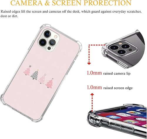 Miniatura 3 de Bonita funda de árbol de Navidad rosa compatible con iPhone 12 y iPhone 12 Pro, funda de Navidad de invierno para iPhone 12 y iPhone 12 Pro para