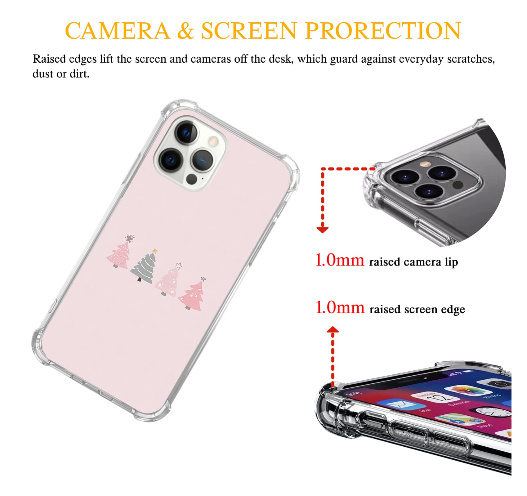 Amazon.com: Ospavbinez Cute Pink Christmas Tree Case Compatible