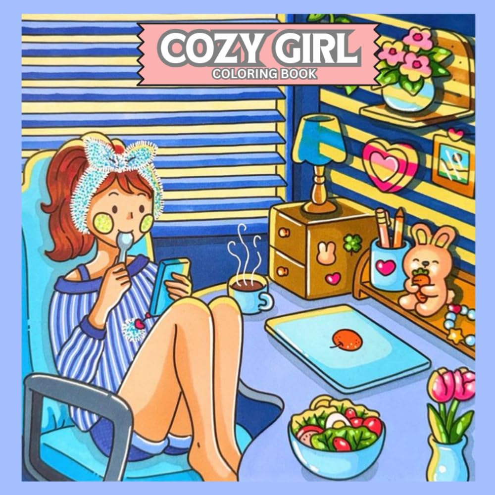 COZY GIRL - Cute and Cozy Coloring Book, Aesthetic and Relaxing coloring pages