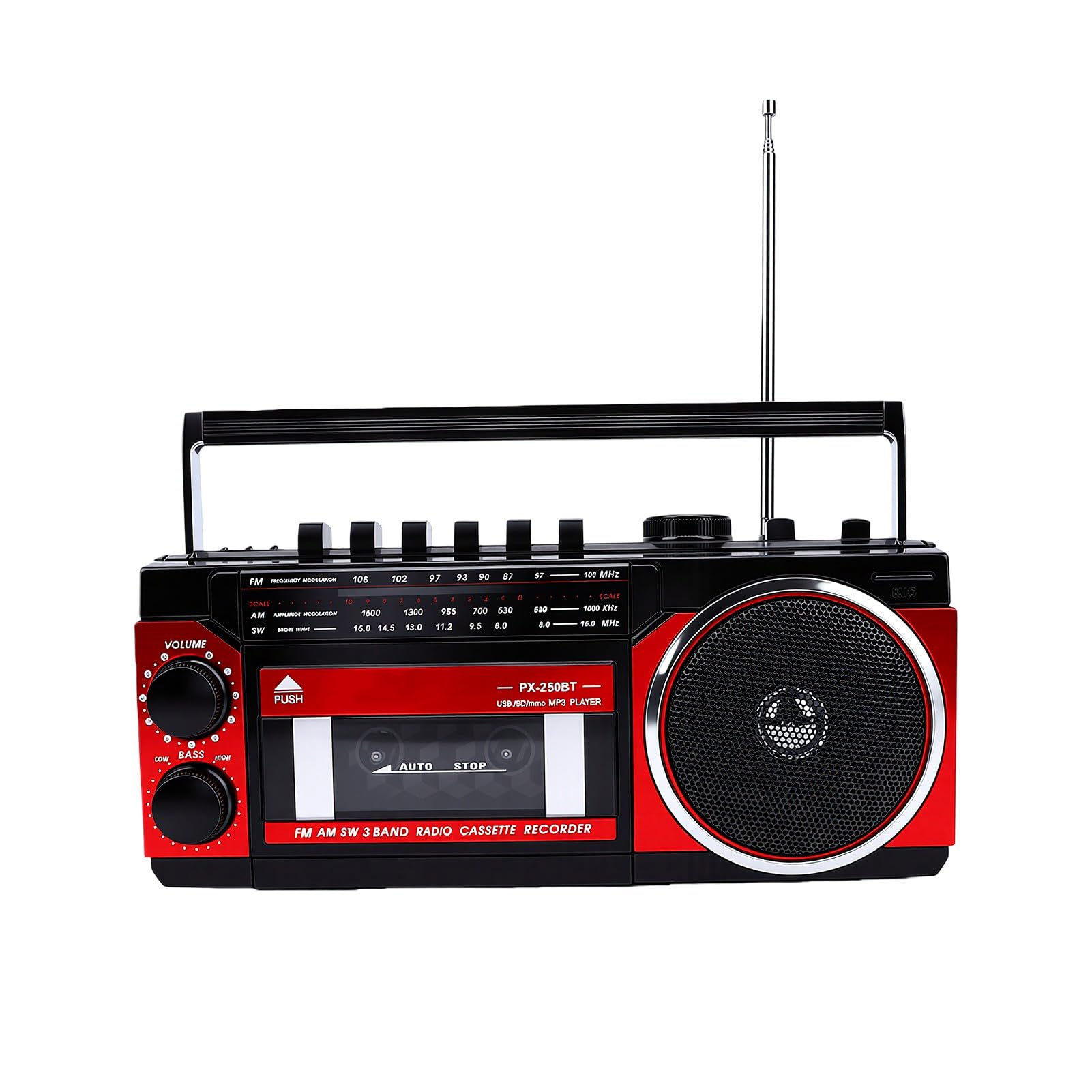 Przenośny Odtwarzacz Kasetowy z technologią Bluetooth (wtyczka UE) | Odtwarzanie USB, radio FM, wbudowany głośnik, gniazdo słuchawkowe, do użytku w pomieszczeniach i na zewnątrz